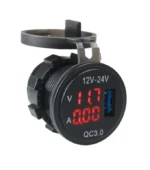Автомобільний зарядний пристрій 1 порт USB 12-24V врізна розетка, Вольтметр + амперметр червоне підсвічування - Зображення 2