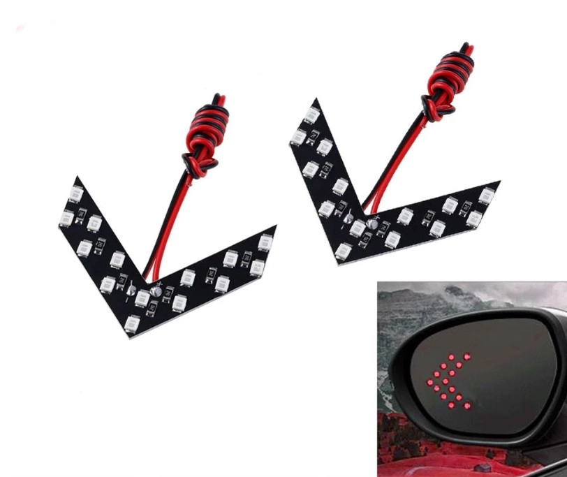 3873421574_svitlodiodnij-povtoryuvach-povorotu Світлодіодний повторювач повороту в дзеркало стрілка 14SMD 5630 Червоний - Зображення 1