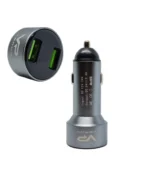 Автомобільний зарядний пристрій два порта USB 2,4А 5V 12-24V Вольтметр + Амперметр від прикурювача Сірий