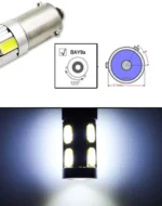 Автомобільна лампа LED з цоколем BAY9s H21W зміщення 120° 12-24V з обманкою Біла - Зображення 4