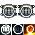 Світлодіодна балка протитуманна фара Led 3 лінзи кругла з ангельськими очима, поворотом і габаритом 90мм