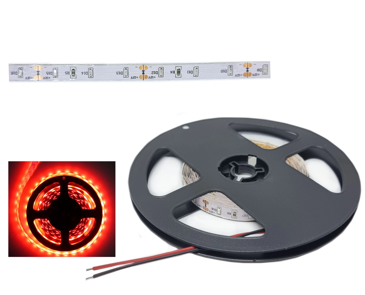 3893729652_svitlodiodna-strichka-60 Світлодіодна стрічка 60 SMD на метр 3014 12V Червона 5 метрів (відрізна) вузька самоклеюча 8мм без силікону - Зображення 1