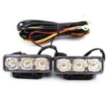 Денні двоколірні ходові вогні універсальні світлодіодні фари дхо DRL 3 Led Білий Жовтий - Зображення 3