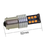 Світлодіодна лампа з цоколем 1156 BA15s P21W 15SMD 2835 12V з обманкою та драйвером Жовта - Зображення 2