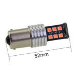 Світлодіодна лампа з цоколем 1156 BA15s P21W 15SMD 2835 12V з обманкою та драйвером Червона - Зображення 2