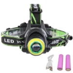 Налобний ліхтар акумуляторний (з акумуляторами та проводом у комплекті) в м'якому корпусі - резинка