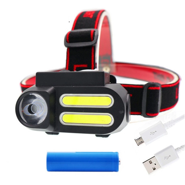 4026879586_nalobnij-lihtar-akumulyatornij Налобний ліхтар акумуляторний COB (з акумуляторами та проводом у комплекті) в м'якому корпусі - резинка - Зображення 1