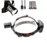 Налобний ліхтар акумуляторний 1 LED (з 3 акумуляторами та проводом у комплекті) в м'якому корпусі - гумка