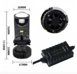 Комплект світлодіодних лінз з активним охолодженням Y9 BI-LED H4 mini 35/45W 5500K 12V 24V - Зображення 3