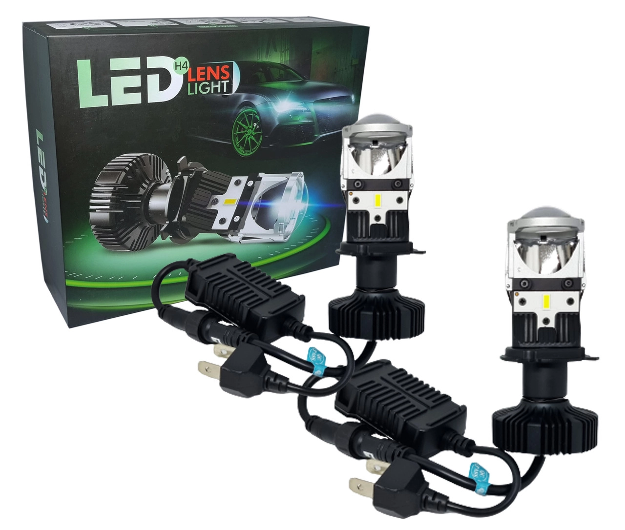 4188775435_komplekt-svitlodiodnih-linz Комплект світлодіодних лінз H4 5000K 2600Lm - Зображення 1