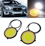 Дневные ходовые вогни, круглые 88мм Белый Жёлтый. ДХО з поворотом (комплект 2шт)