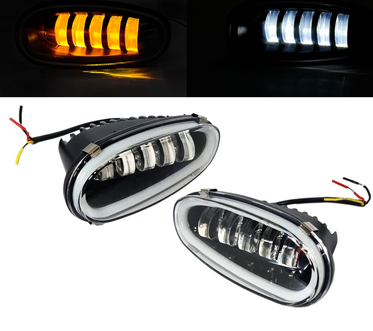 4332556382_dvokolirni-led-ptf Двоколірні Led ПТФ протитуманні фари Daewoo Lanos Sens. ПТФ 5 лінз 50W з ДХО. Скло знімне. МЕТАЛ - Зображення 1