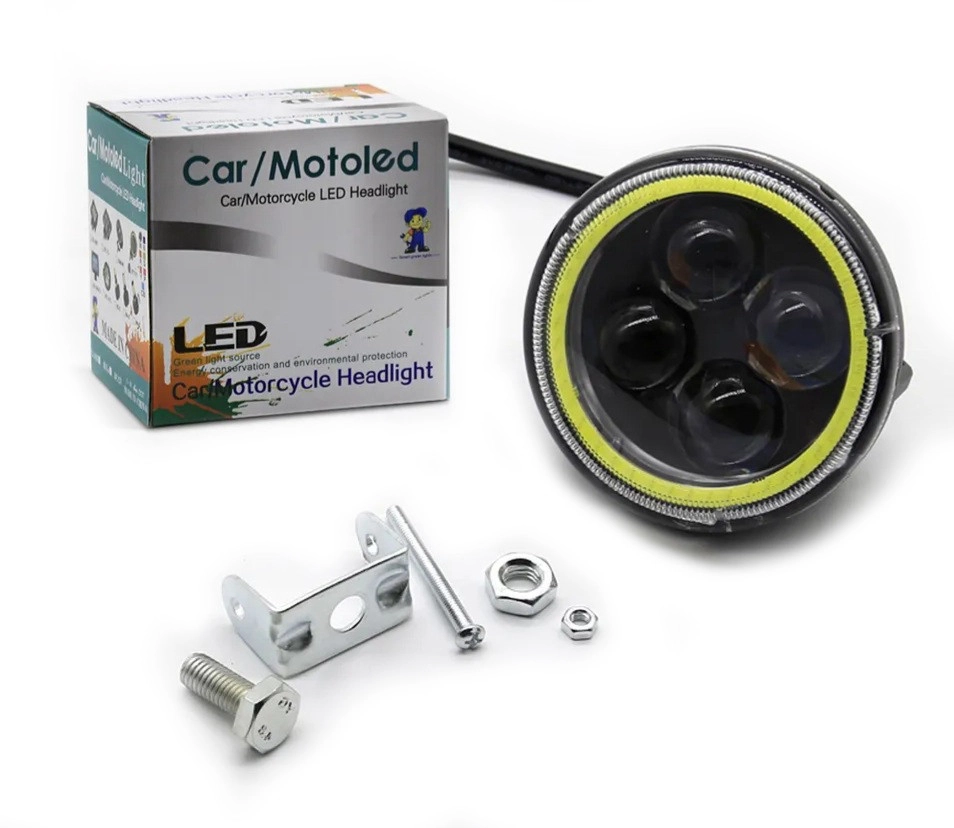 4388838362_svitlodiodna-dodatkova-fara Світлодіодна додаткова фара 4 Led з ДХО 8см кругла - Зображення 1