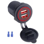 Автомобільний зарядний пристрій 2 порти USB ПРЕМІУМ врізна розетка, червоне підсвічування