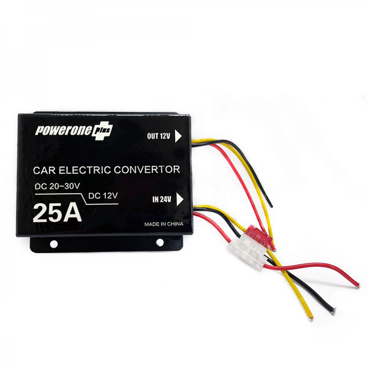 4436481205_avtomobilnij-peretvoryuvach-naprugi Автомобільний перетворювач напруги POWERONE PLUS 24→12V 25А 6 проводів + виносний запобіжник - Зображення 1