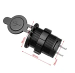 Автомобільний зарядний пристрій два порти USB 12V врізна, з Вольтметром зелене підсвічування - Зображення 2