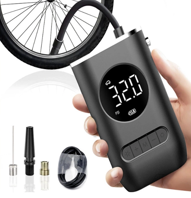 4467708742_portativnij-bezdrotovij-akumulyatornij Портативний бездротовий акумуляторний автокомпресор, автомобільний, велосипедний насос CZK-3668 - Зображення 1