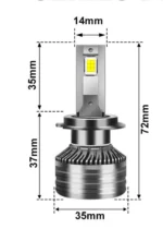 Автомобільні світлодіодні лампи з цоколем H7 модель X5 12 PCS 3570 6000K 15000 Lm 100W - Зображення 7