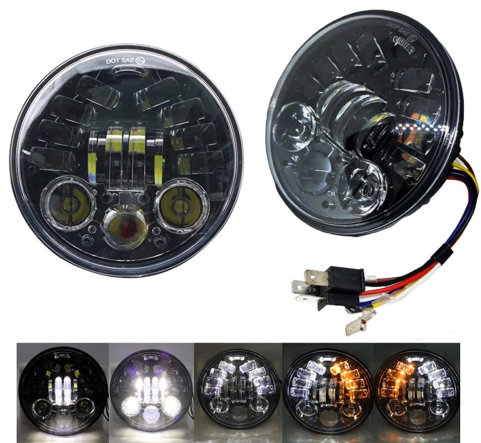 4542691297_universalnye-svetodiodnye-led Универсальные светодиодные led фары 5,75 дюймов Led с разъемом H4 (Black) BMW E34 - Зображення 1