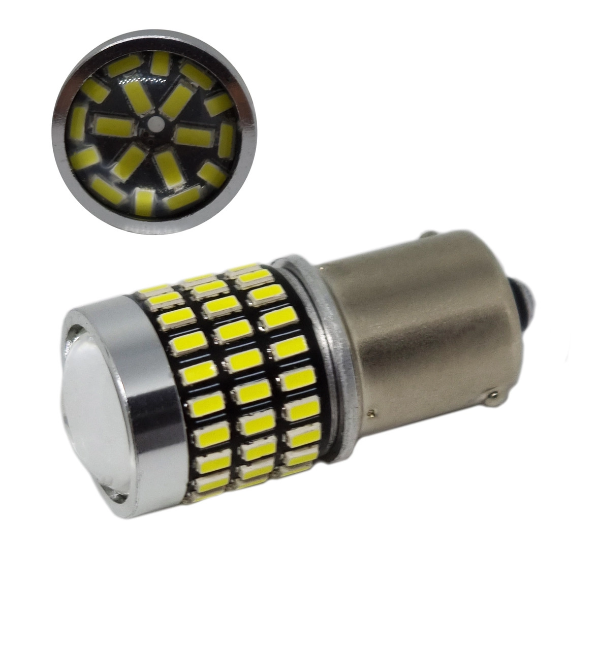 4586410316_svetodiodnaya-lampa-s Светодиодная лампа с цоколем 1156 78 SMD 3014 12V з лінзою і драйвером Белый - Зображення 1