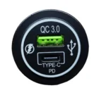 Автомобільний зарядний пристрій USB QC 3.0 та PD Type-C 3,1 А 12-24В розрізка врізна, зелене підсвічування - Зображення 2