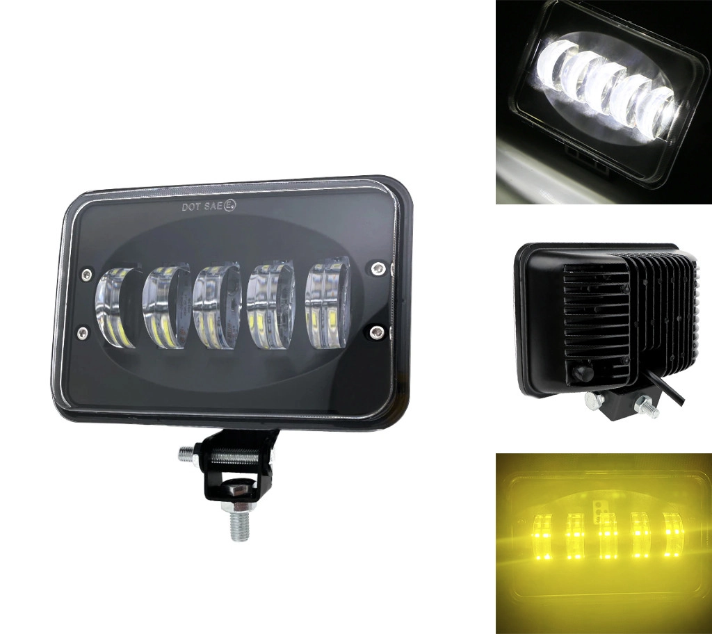 4594999944_dvokolirna-svitlodiodna-balka Двоколірна світлодіодна балка, додаткова фара Led 5LED 50W CREE DC 10-32V Білий Жовтий - Зображення 1