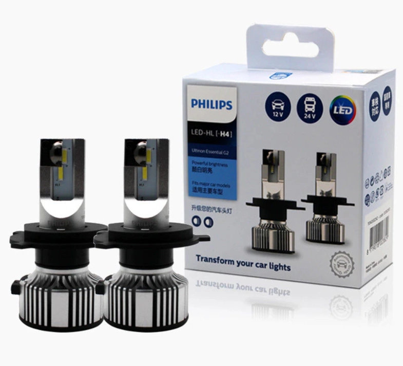 4595330182_svitlodiodni-lampi-z Світлодіодні лампи з цоколем H4, модель Philips LED HL Ultinon Essential G2 12-24V 21W 11342UE2X - Зображення 1