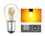 Світлодіодна лампа з цоколем 1156 BA15s P21W 33SMD 2835 12V Жовте світло, скляна колба