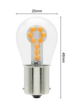 Світлодіодна лампа з цоколем 1156 BA15s P21W 33SMD 2835 12V Жовте світло, скляна колба - Зображення 2