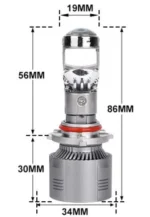 Світлодіодні міні лінзи. Led лінза цоколь HB4 8 CSP 8000LM 5700K 12-24V з вентилятором 56W комплект - Зображення 6