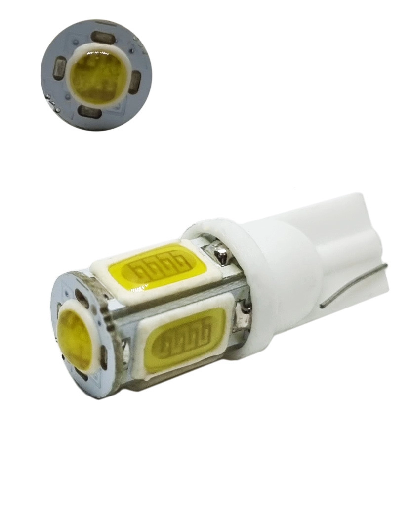 4821409886_svitlodiodna-lampa-t10 Світлодіодна лампа Т10 W5W 5SMD COB 12V Біла - Зображення 1