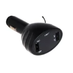 Автомобільна зарядка VST 708 два USB роз'єми + вольтметр + термометр 12-24V від прикурювача Чорний - Зображення 6
