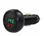 Автомобільна зарядка VST 706 один USB роз'єм + вольтметр + термометр 12-24V від прикурювача Чорний - Зображення 2