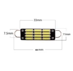 Світлодіодна лампа C5W Festoon 12SMD 7014 12V 44мм 300Lm Подвійна петля Біле світло - Зображення 2
