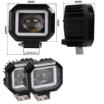 Світлодіодна двоколірна протитуманна фара Led балка 9-36V 20W Білий Жовтий з білим ангельським оком - Зображення 2