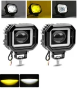 Світлодіодна двоколірна протитуманна фара Led балка 9-36V 20W Білий Жовтий з білим ангельським оком