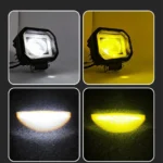 Світлодіодна двоколірна протитуманна фара Led балка 9-36V 20W Білий Жовтий з білим ангельським оком - Зображення 6