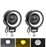 Світлодіодна двоколірна протитуманна фара Led балка 9-36V 20W Білий Жовтий з білим ангельським оком