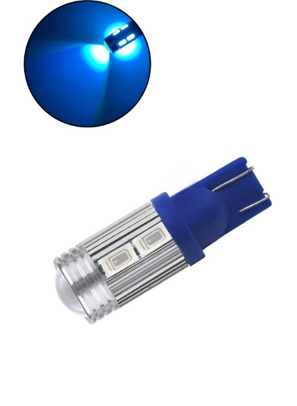 4916160989_svitlodiodna-lampa-t10 Світлодіодна лампа Т10 (W5W) 10SMD 5630 12V Синя - Зображення 1