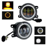 Двокольорові протитуманні фари 3 лінзи з ангельськими вічками 90мм Габарит Поворот 3,5 дюйма Білий Жовтий