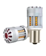 Світлодіодна лампа з цоколем 1156 BA15s P21W 24 SMD 2020 10-30V 24W 2800 Lm з обманкою Жовте світло - Зображення 5