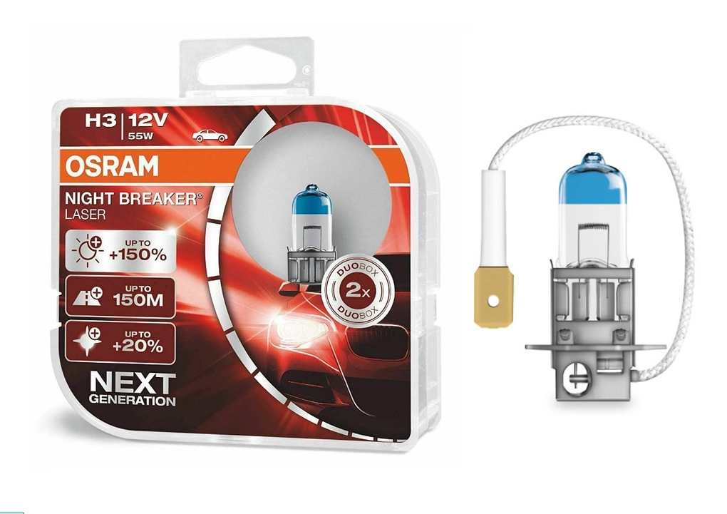 5210183018_galogenna-avtolampa-osram Галогенна автолампа Osram H3 Night Breaker Laser Next Generation (+150%) 64151Nl-HCB - Зображення 1