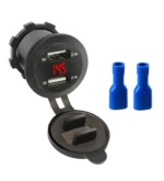 Автомобільна зарядка в прикурювач з вольтметром usb розетка в авто 2 порти USB 2.1А Червоне підсвічування