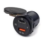 Автомобільна зарядка в прикурювач USB + PD Type-C роз'єм QC 3.0 швидке заряджання з дротом Зелене підсвічування