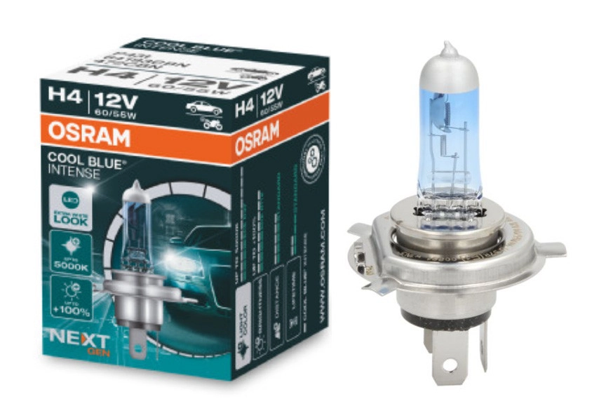 5326075084_galogenna-avtolampa-osram Галогенна автолампа Osram H4 Cool Blue Intense 64193CBN FS 60W 12V +100% - Зображення 1