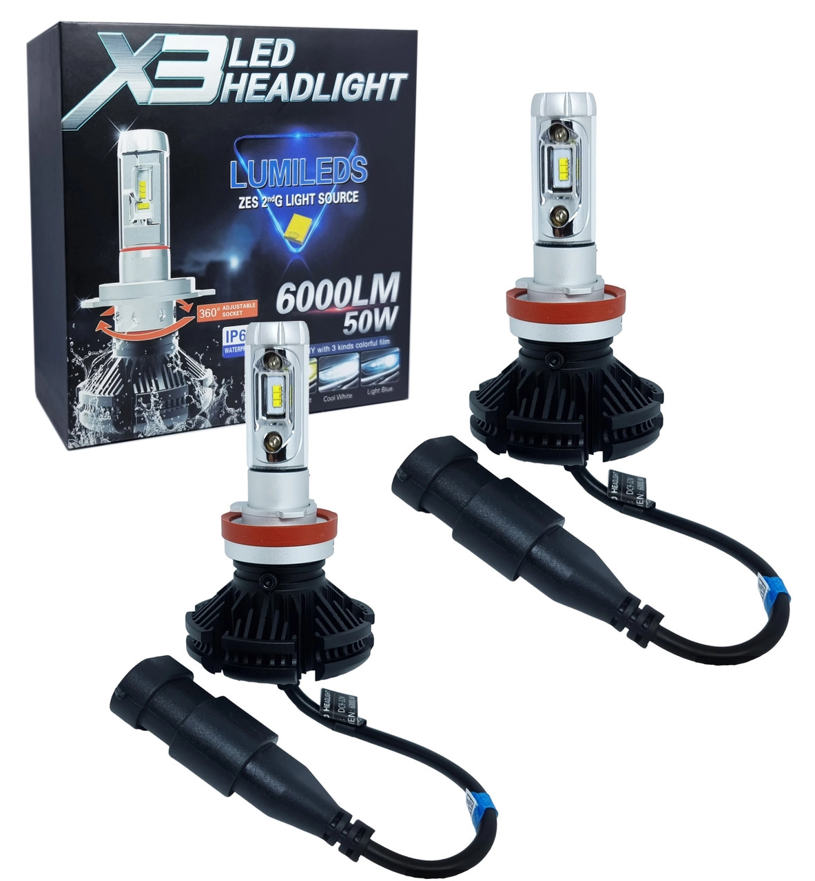 5403742673_avtomobilni-svitlodiodni-lampi Автомобільні світлодіодні лампи з цоколем H11, модель X3 Преміум'якість - Зображення 1