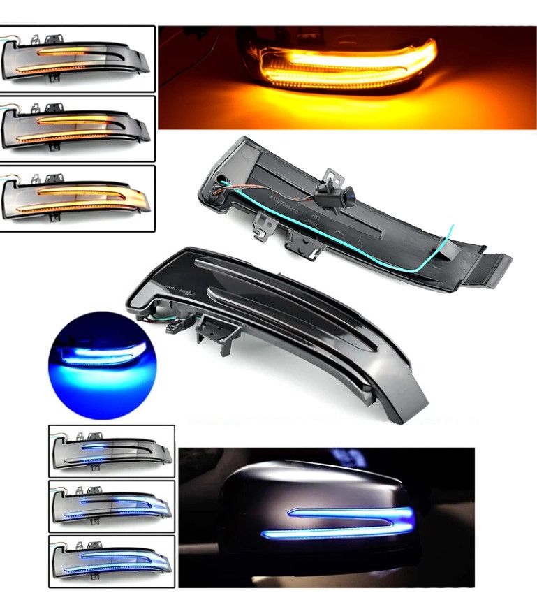 5537946494_dinamichnij-led-povtoryuvach Динамічний LED повторювач повороту в дзеркало Mercedes Benz Жовтий з синім габаритом, що біжить - Зображення 1