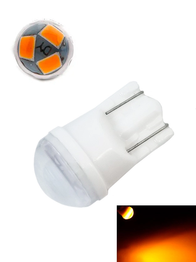 5538229563_svitlodiodna-lampa-t10 Світлодіодна лампа Т10 W5W 3SMD 283512V Жовта керамічна - Зображення 1