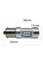 Світлодіодна лампа з цоколем 1156 BA15s P21W 21SMD 2835 12V Червона з драйвером і лінзою - Зображення 2