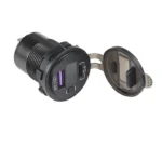 Автомобільна зарядка USB QC3.0 + PD швидке заряджання Червоне Led підсвічування з кнопкою - Зображення 2